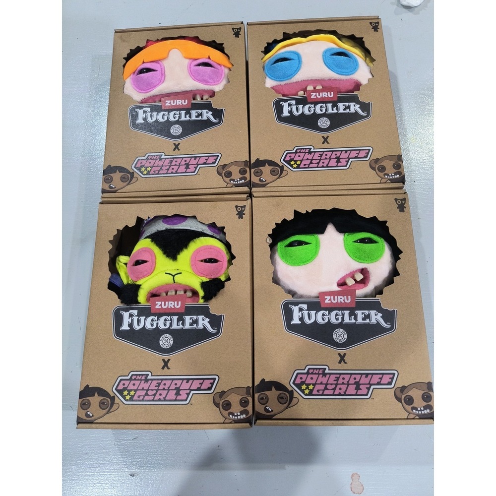 Powerpuff Girls FUGGLERS 4 Set Bubbles Blossom Buttercup Mojo  Plush Collection